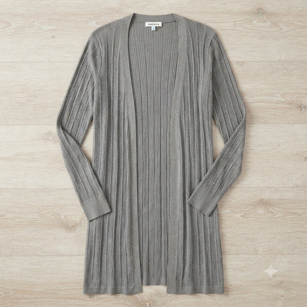 Hooked‎ Up Cardigan Womens XS Green Ribbed Open Front Longline Sweater J81958